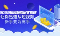 2022短视频底层实操课:让你迅速从短视频新手变为高手(价值7980元)-创客一号
