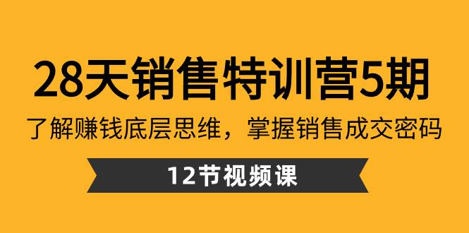28天·销售特训营5期：了解赚钱底层思维，掌握销售成交密码（12节课）-创客一号