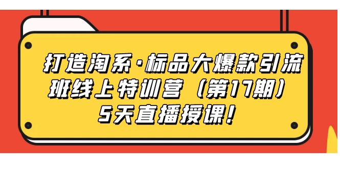 打造淘系·标品大爆款引流班线上特训营5天直播授课！-创客一号