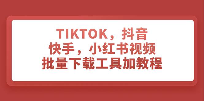 TIKTOK，抖音，快手，小红书视频批量下载工具加教程-创客一号