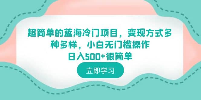 超简单的蓝海冷门项目，变现方式多种多样，小白无门槛操作日入500+很简单-创客一号