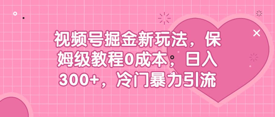 视频号掘金新玩法，保姆级教程0成本，日入300+，冷门暴力引流-创客一号