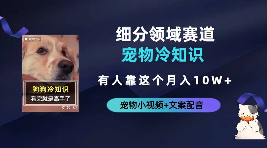 不起眼的抖音细分赛道-宠物冷知识，一段宠物视频配文案，有人靠这个月入10w-创客一号