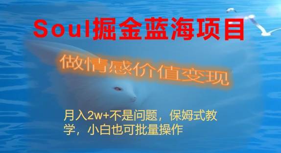 Soul掘金蓝海项目细分赛道，做情感价值变现，月入2w+不是问题-创客一号