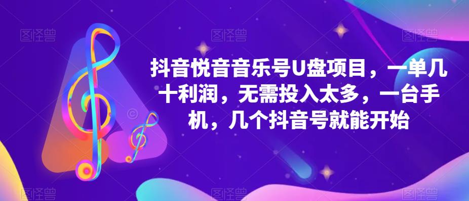 抖音音乐号U盘项目 一单几十利润 无需投入太多 一台手机 几个抖音号就开始-创客一号