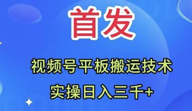 全网首发：视频号平板搬运技术，实操日入三千＋-创客一号