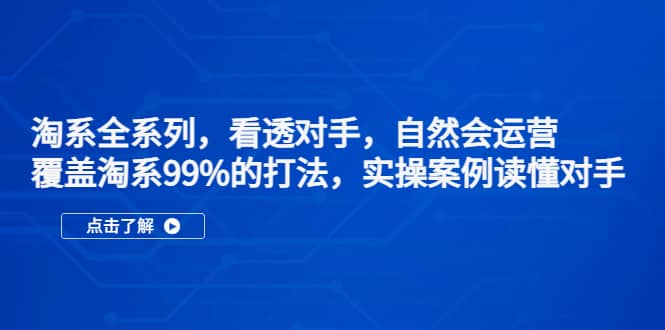 淘系全系列，看透对手，自然会运营，覆盖淘系99%·打法，实操案例读懂对手-创客一号
