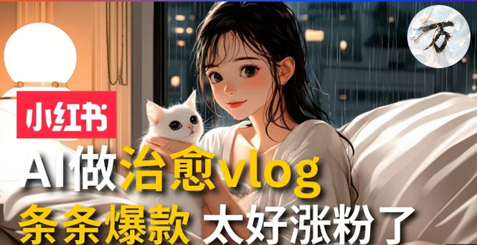 AI治愈系vlog动画视频，小红书7天 涨粉破千，商单报价1500+，0成本制作，日入2000+，有手就会 -创客一号