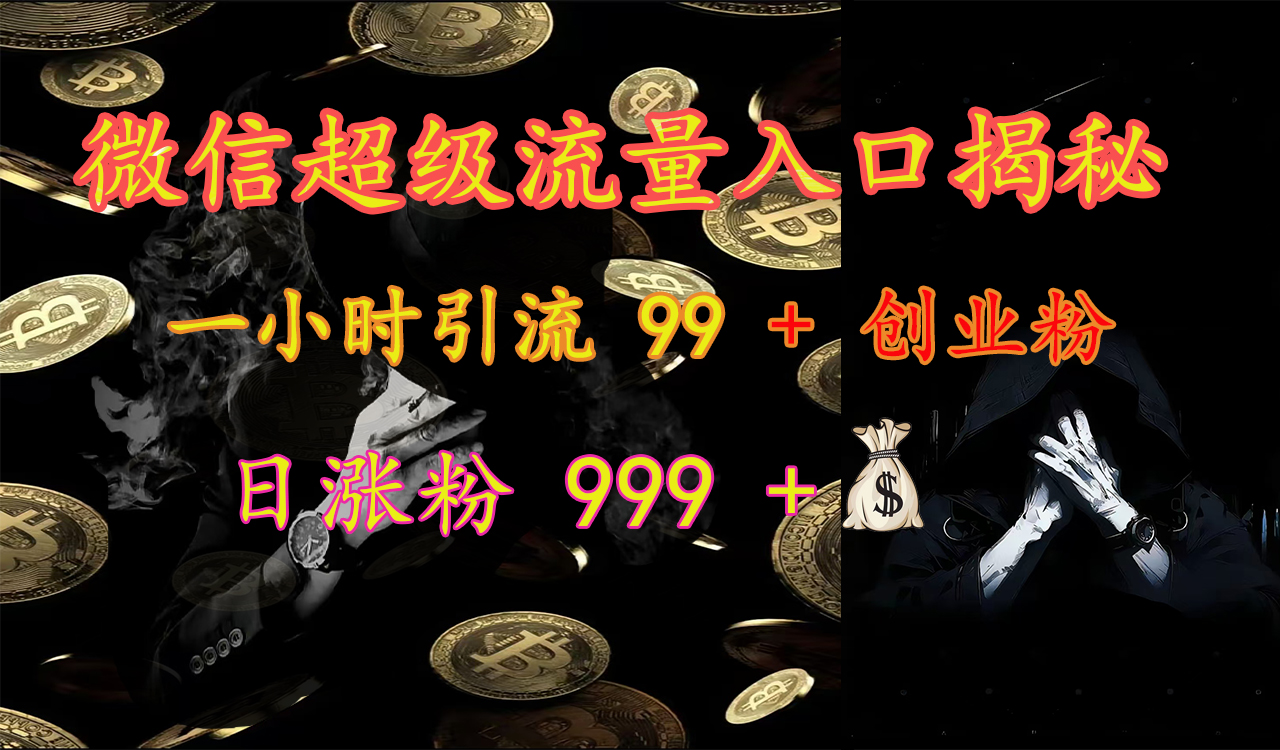 微信超级流量入口揭秘：一小时引流 99 + 创业粉，日涨粉 999 +【揭秘】-创客一号