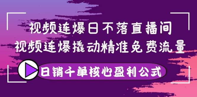 视频连爆日不落直播间，视频连爆撬动精准免费流量，日销千单核心盈利公式-创客一号