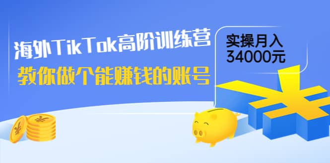 海外TikTok高阶训练营：教你做个能赚钱的账号，实操月入34000元！-创客一号