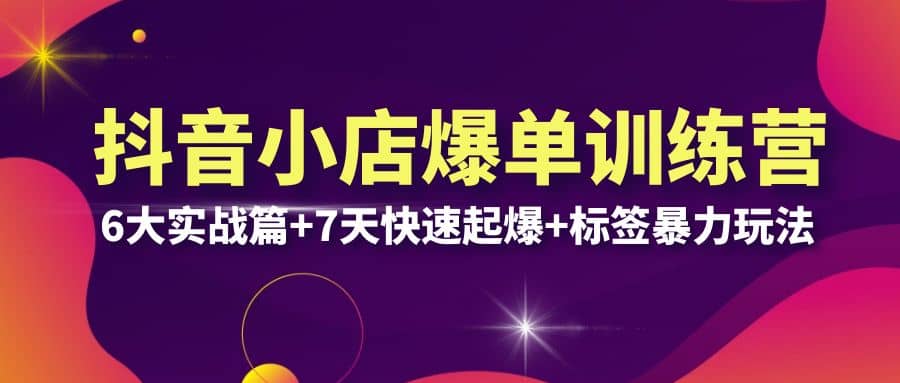 抖音小店爆单训练营VIP线下课：6大实战篇+7天快速起爆+标签暴力玩法(32节)-创客一号
