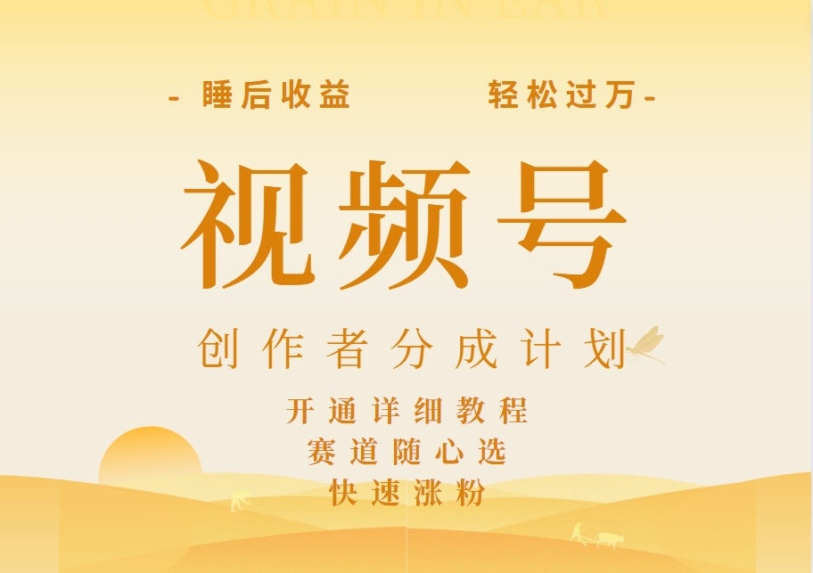 详解视频号创作者分成计划，暴力起号，可同步多平台，实现睡后收入2W+，看懂即可操作！-创客一号