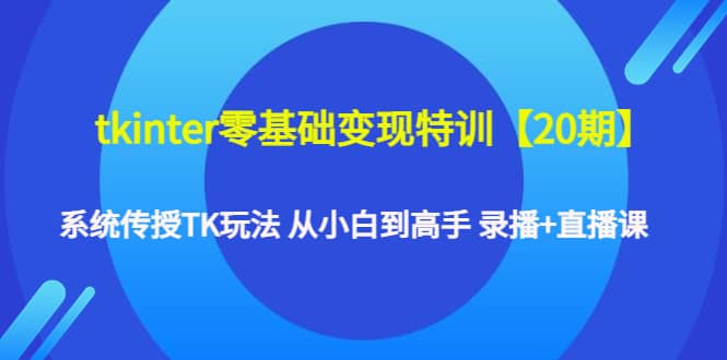 tkinter零基础变现特训【20期】系统传授TK玩法 从小白到高手 录播+直播课-创客一号