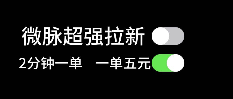 微脉超强拉新， 两分钟1单， 一单利润5块，适合小白-创客一号
