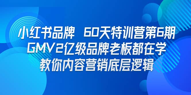小红书品牌 60天特训营第6期 GMV2亿级品牌老板都在学 教你内容营销底层逻辑-创客一号