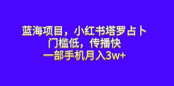 蓝海项目，小红书塔罗占卜，门槛低，传播快，一部手机月入3w+-创客一号