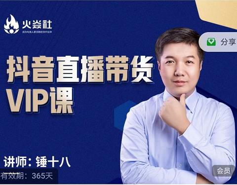 锤十八-抖音直播带货VIP课，专注直播带货有效盈利模式-创客一号
