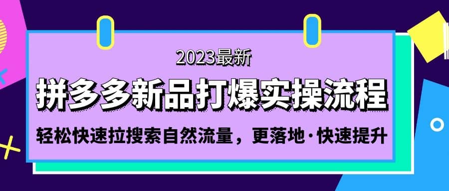 拼多多-新品打爆实操流程：轻松快速拉搜索自然流量，更落地·快速提升-创客一号