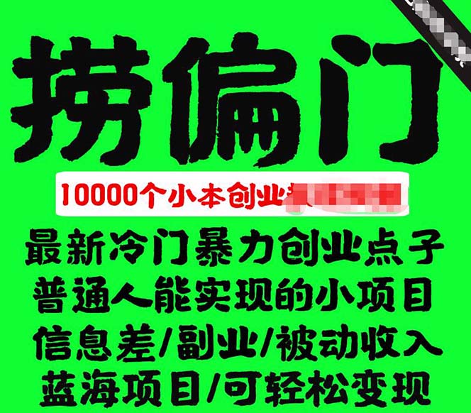 千款捞偏门小本创业小项目，总有一款适合你【无水印】-创客一号