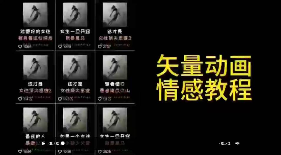 矢量动画情感教程：高点赞涨粉，适合情感、思维、创业教育等赛道-创客一号