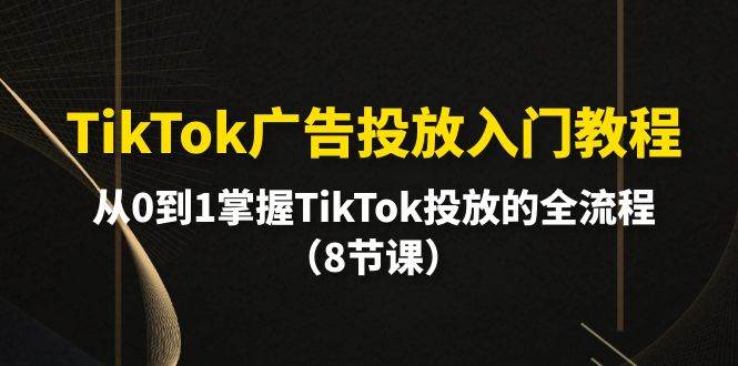 TikTok广告投放入门教程，从0到1掌握TikTok投放的全流程（8节课）-创客一号