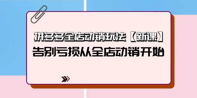 拼多多全店动销玩法【新课】，告别亏损从全店动销开始（4节视频课）-创客一号