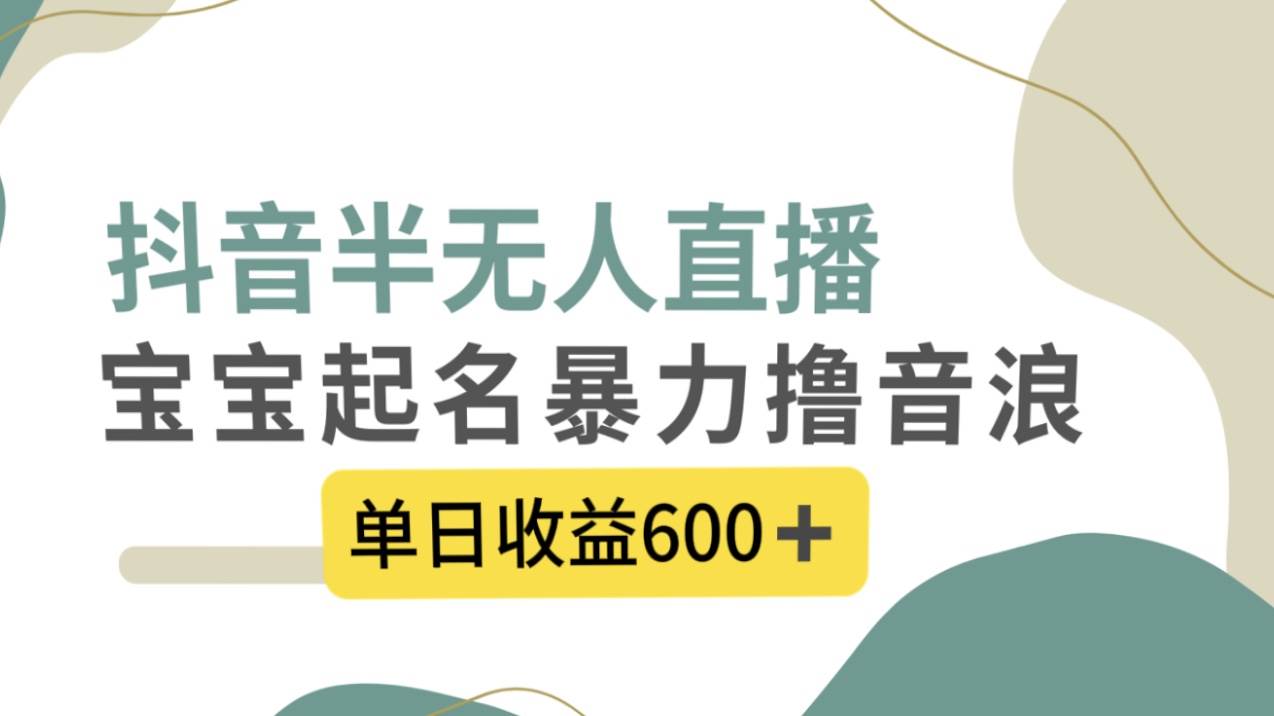 抖音半无人直播，宝宝起名，暴力撸音浪，单日收益600+-创客一号