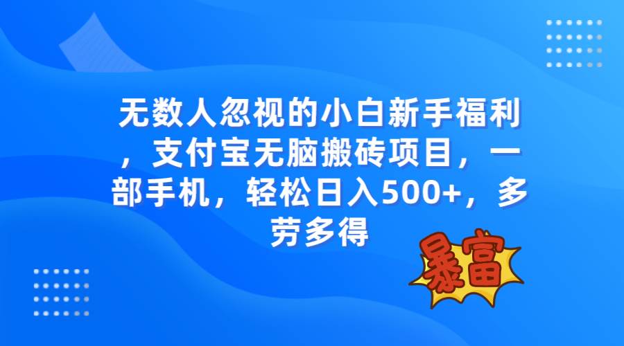 无数人忽视的项目，支付宝无脑搬砖项目，一部手机即可操作，轻松日入500+-创客一号