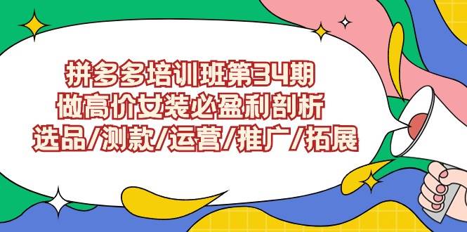 拼多多培训班第34期：做高价女装必盈利剖析  选品/测款/运营/推广/拓展-创客一号