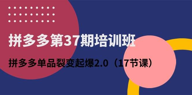 拼多多第37期培训班：拼多多单品裂变起爆2.0（17节课）-创客一号