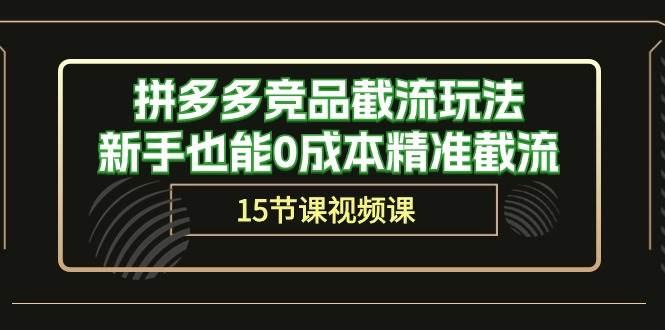 拼多多竞品截流玩法，新手也能0成本精准截流（15节课）-创客一号