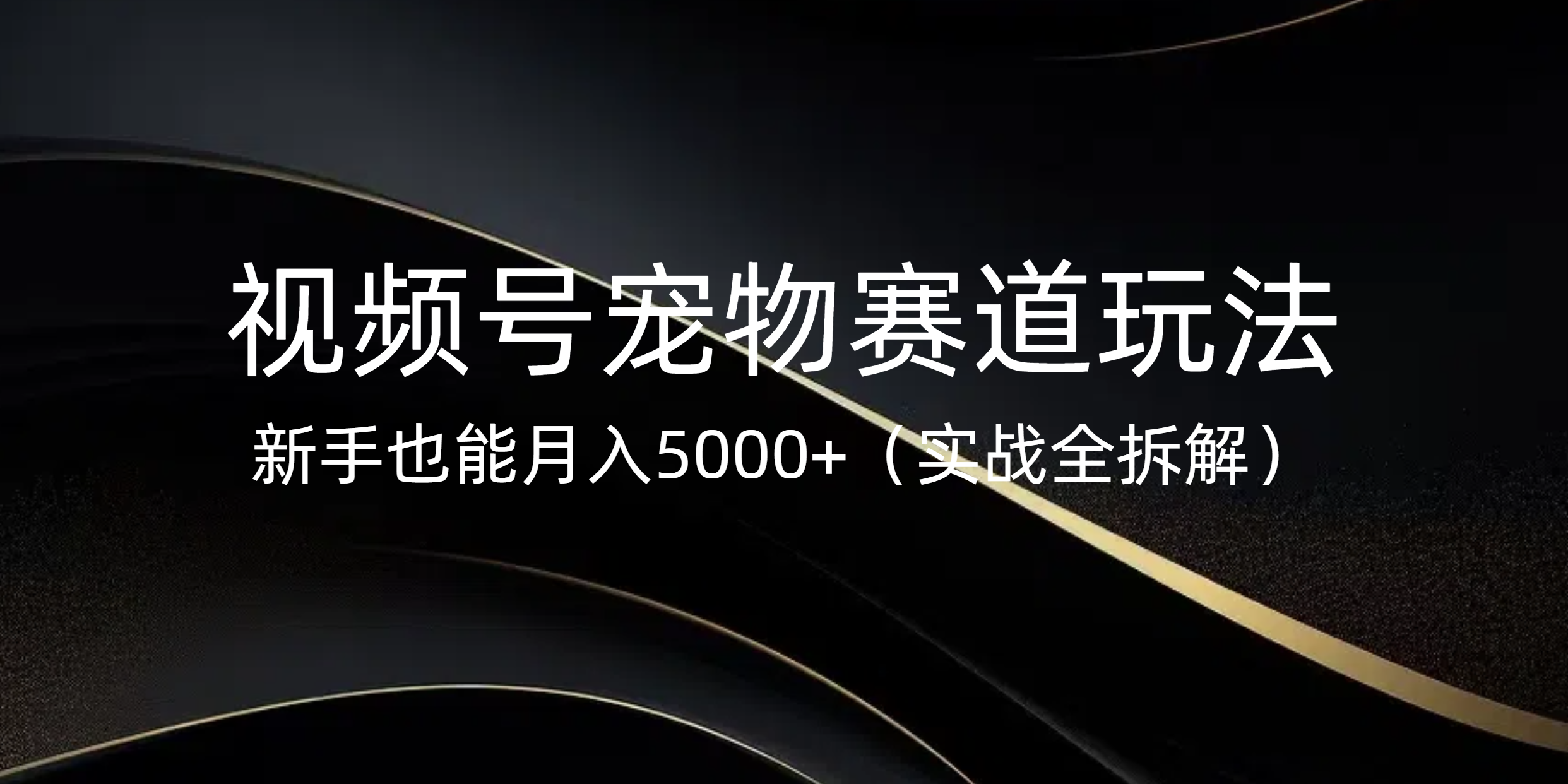 视频号宠物赛道玩法，新手也能月入5000+（实战全拆解）-创客一号