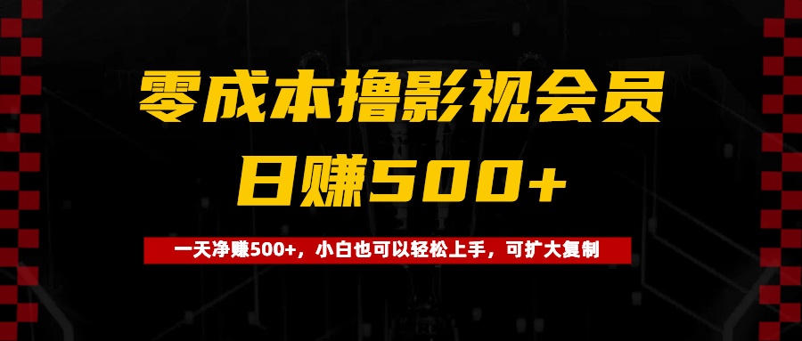 0成本撸影视会员，一天净赚500+，小白也可以轻松上手，可扩大复制-创客一号