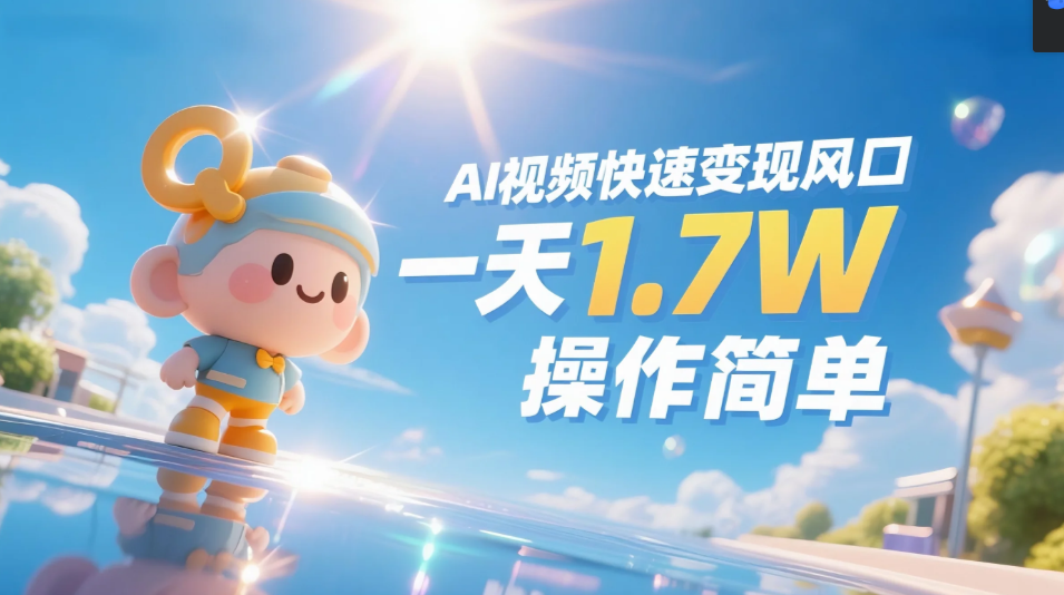 《Ai视频变现风口，一天1.7W，收入无上限，操作简单》-创客一号