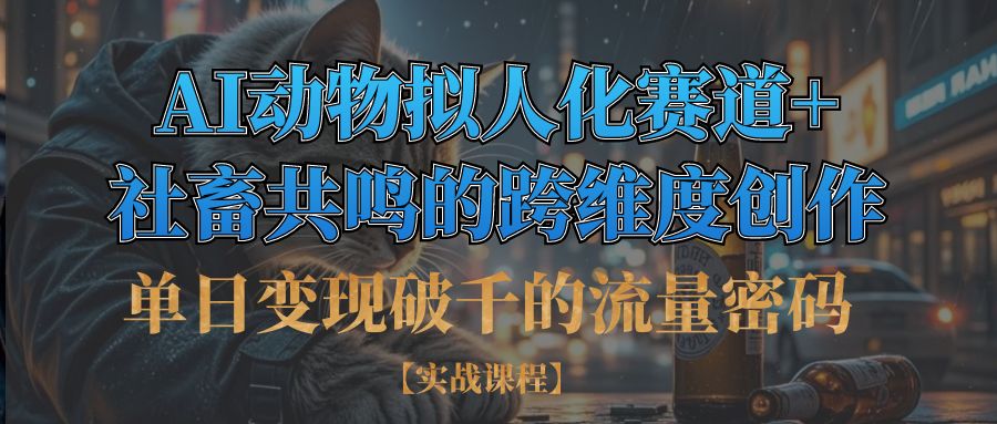 单日变现破千的流量密码,AI动物拟人化赛道+社畜共鸣的跨维度创作-创客一号