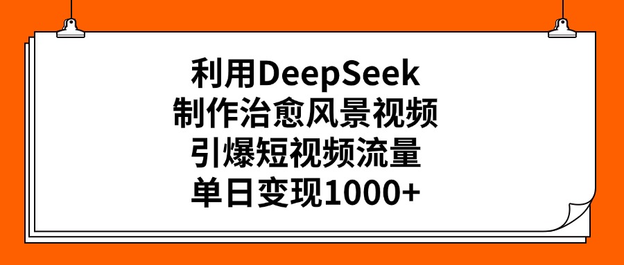 利用DeepSeek，制作治愈风景视频，引爆短视频流量，单日变现1000+-创客一号