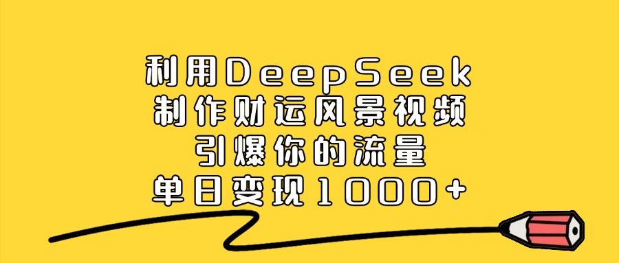 利用DeepSeek制作财运风景视频，单日变现1000+，引爆你的流量-创客一号