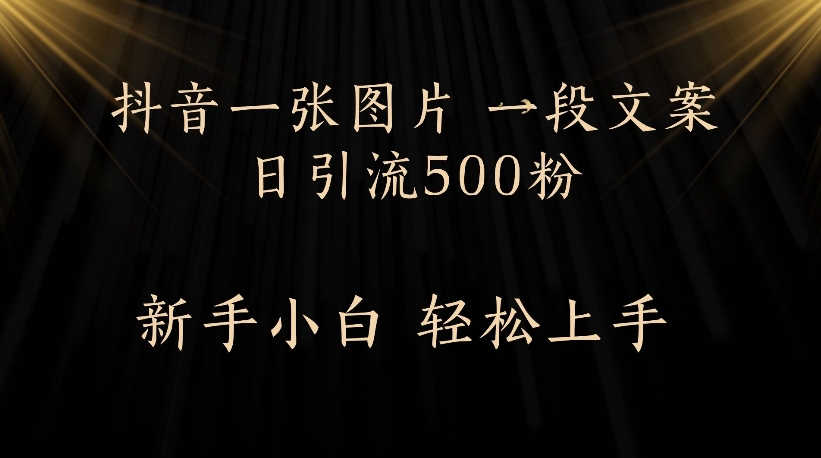 抖音一张图片，一段文案日引流500粉，新手小白 轻松上手-创客一号