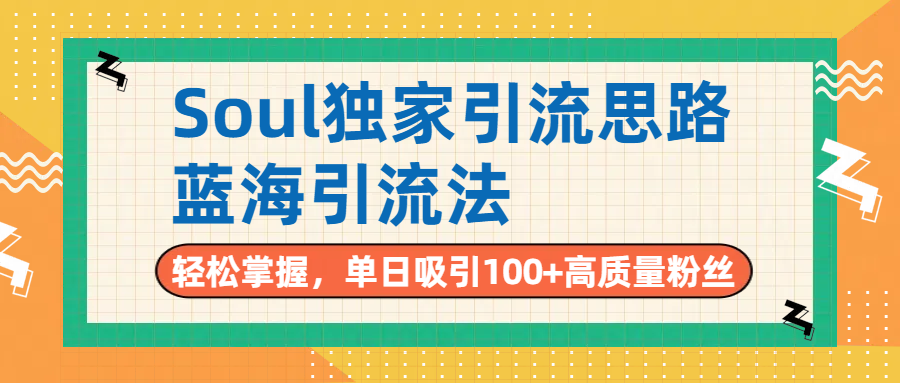 Soul独家引流思路，单日吸引100+高质量粉丝，蓝海引流法，轻松掌握-创客一号