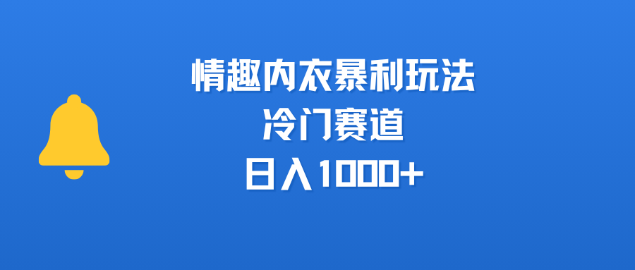 情趣内衣暴利玩法，冷门赛道，日入1000+-创客一号