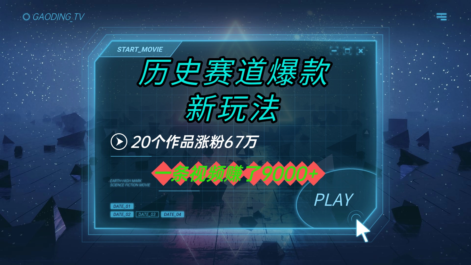 20个作品涨粉67万，一条视频赚了9000+，历史赛道爆款新玩法-创客一号