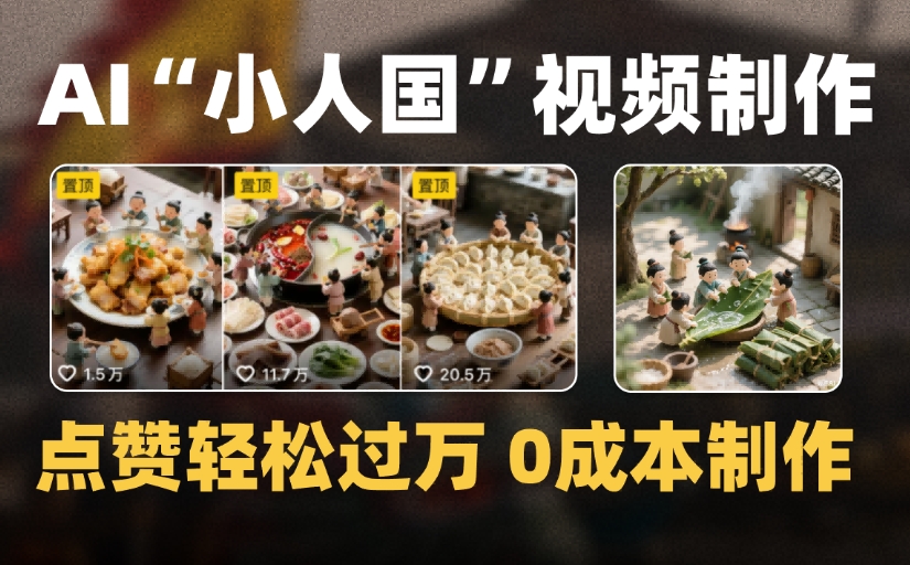 爆款1000W+微缩景观迷你小人国AI视频，0成本制作全流程教学-创客一号